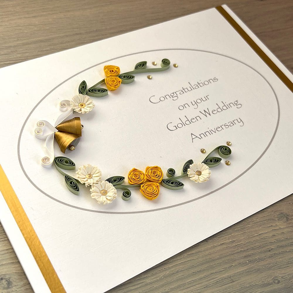 Handmade 50th golden wedding anniversary congratulations card