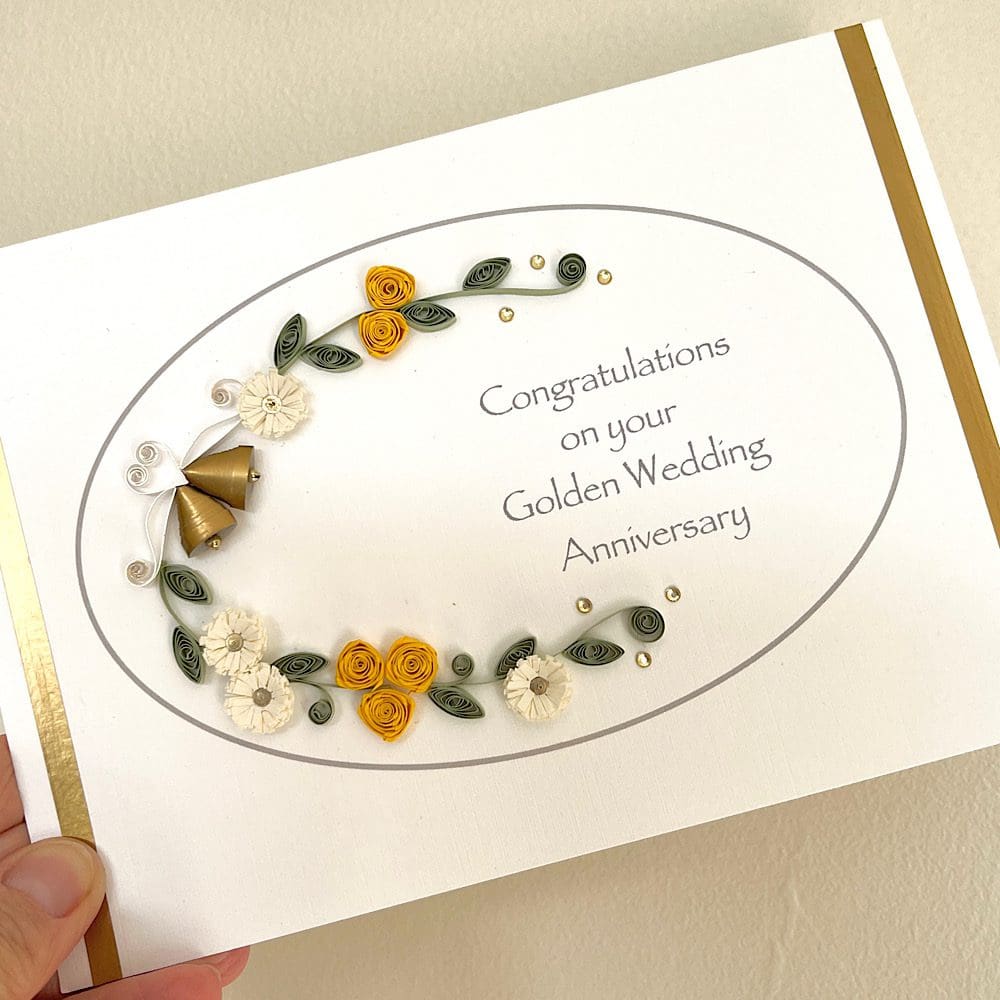 Handmade 50th golden wedding anniversary congratulations card
