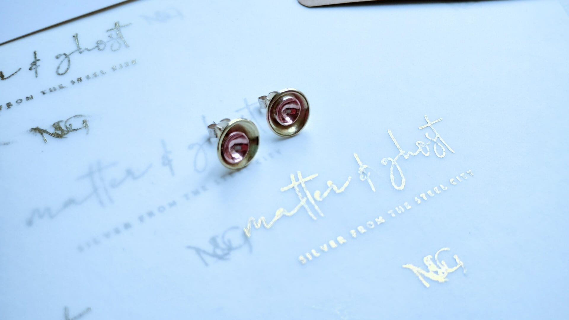 Unique Mixed Metals Silver Stud Earrings Gold Copper Handmade