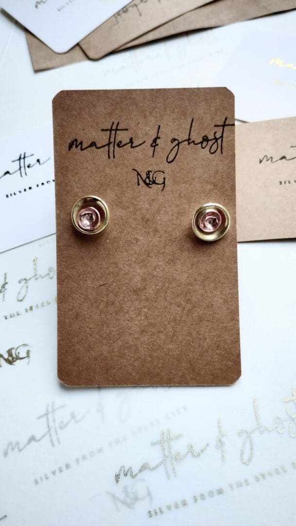 Mix My Metals Stud Earrings - Sterling Silver, Brass and Copper Mixed Metal Earrings - Image 3