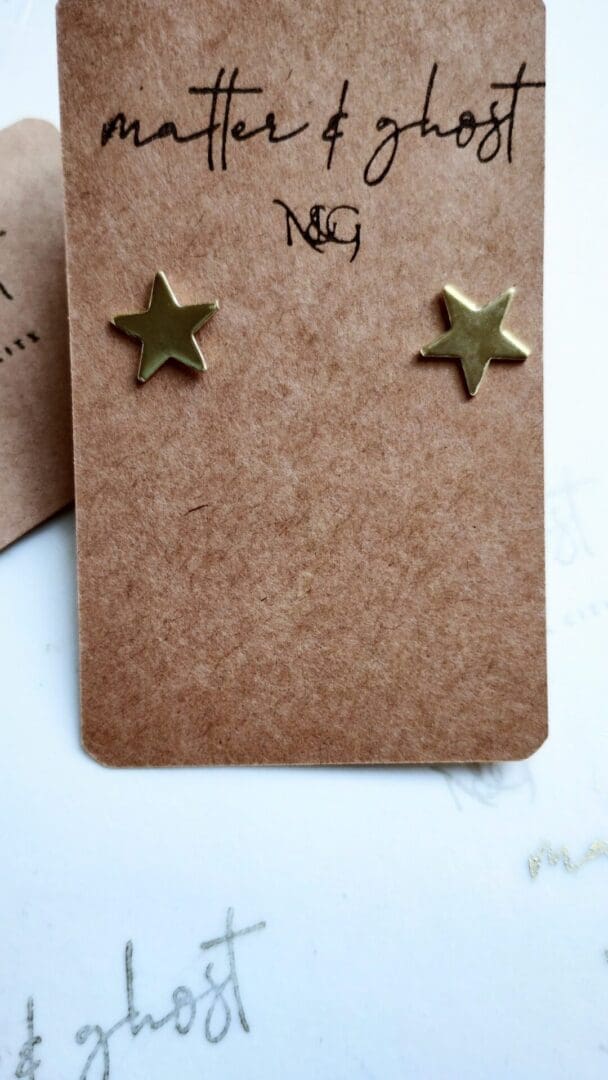 Gold Star Studs - Sterling Silver and Brass Star-Shaped Earrings - Image 2