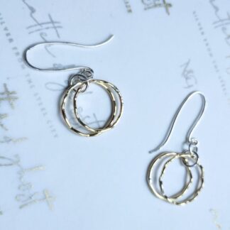 Wavy Brass Gold Silver Dangle Drop Hoop Earrings
