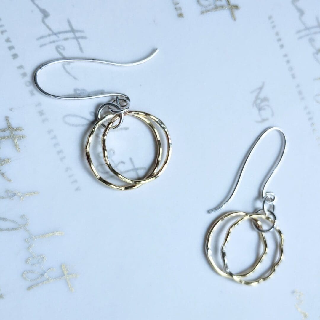 Wavy Brass Gold Silver Dangle Drop Hoop Earrings