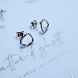 Organic Sterling Silver Circle Stud Earrings Natural Irregular Form