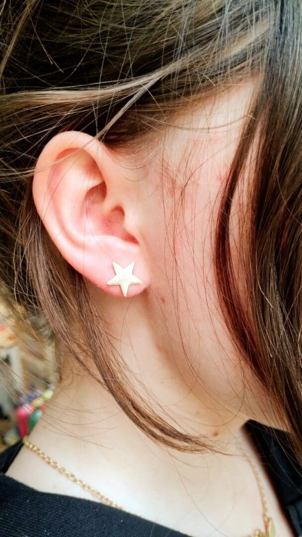 Gold Star Studs - Sterling Silver and Brass Star-Shaped Earrings - Image 3