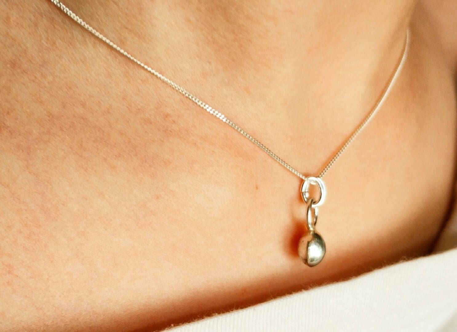 Pearl of Silver Pendant - Sterling Silver Pendant and Necklace - Image 4