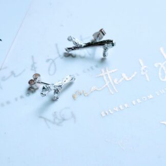 Delicate Silver Twig Earrings Handmade Beautiful Natural Jewellery Organic Irregular Branch