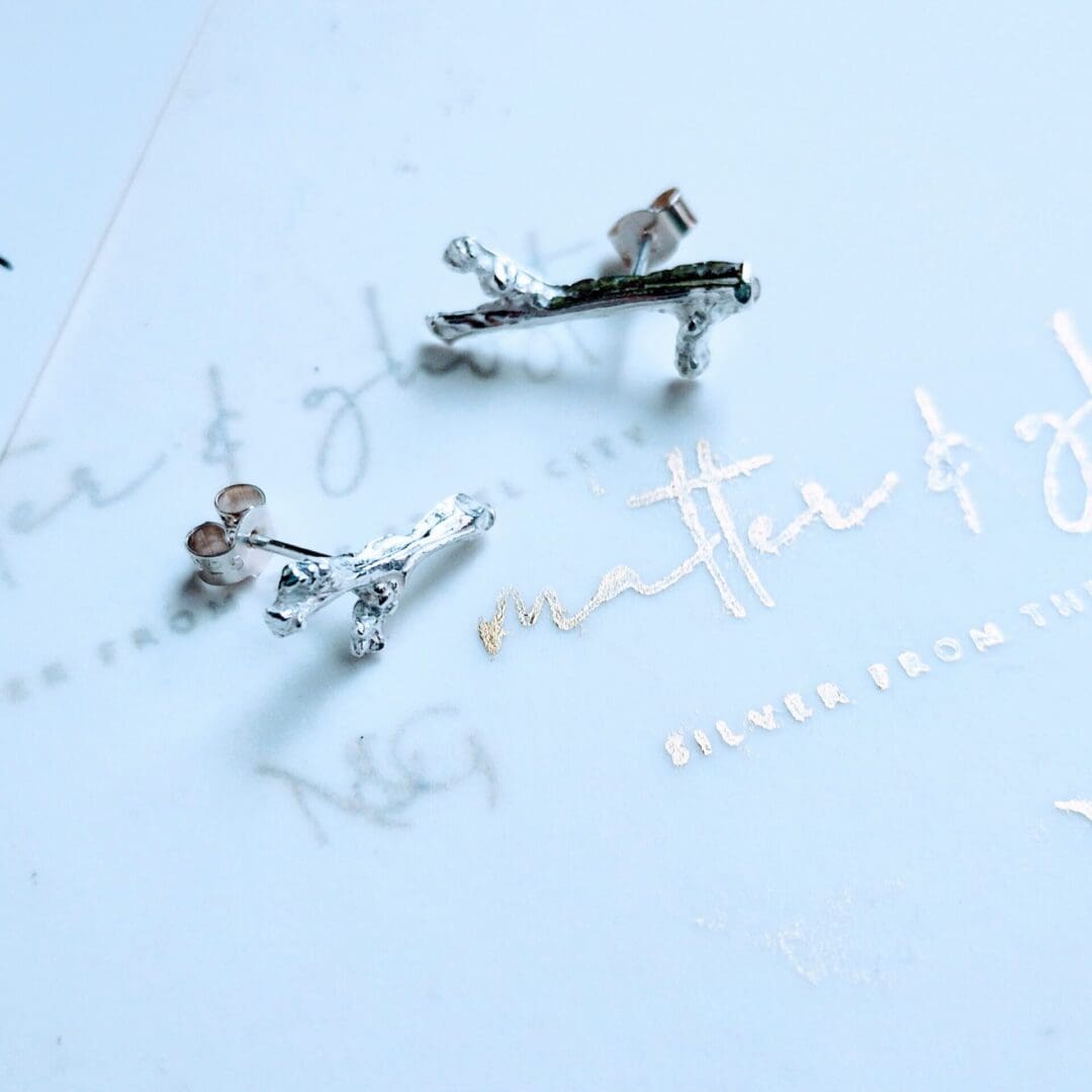 Delicate Silver Twig Earrings Handmade Beautiful Natural Jewellery Organic Irregular Branch