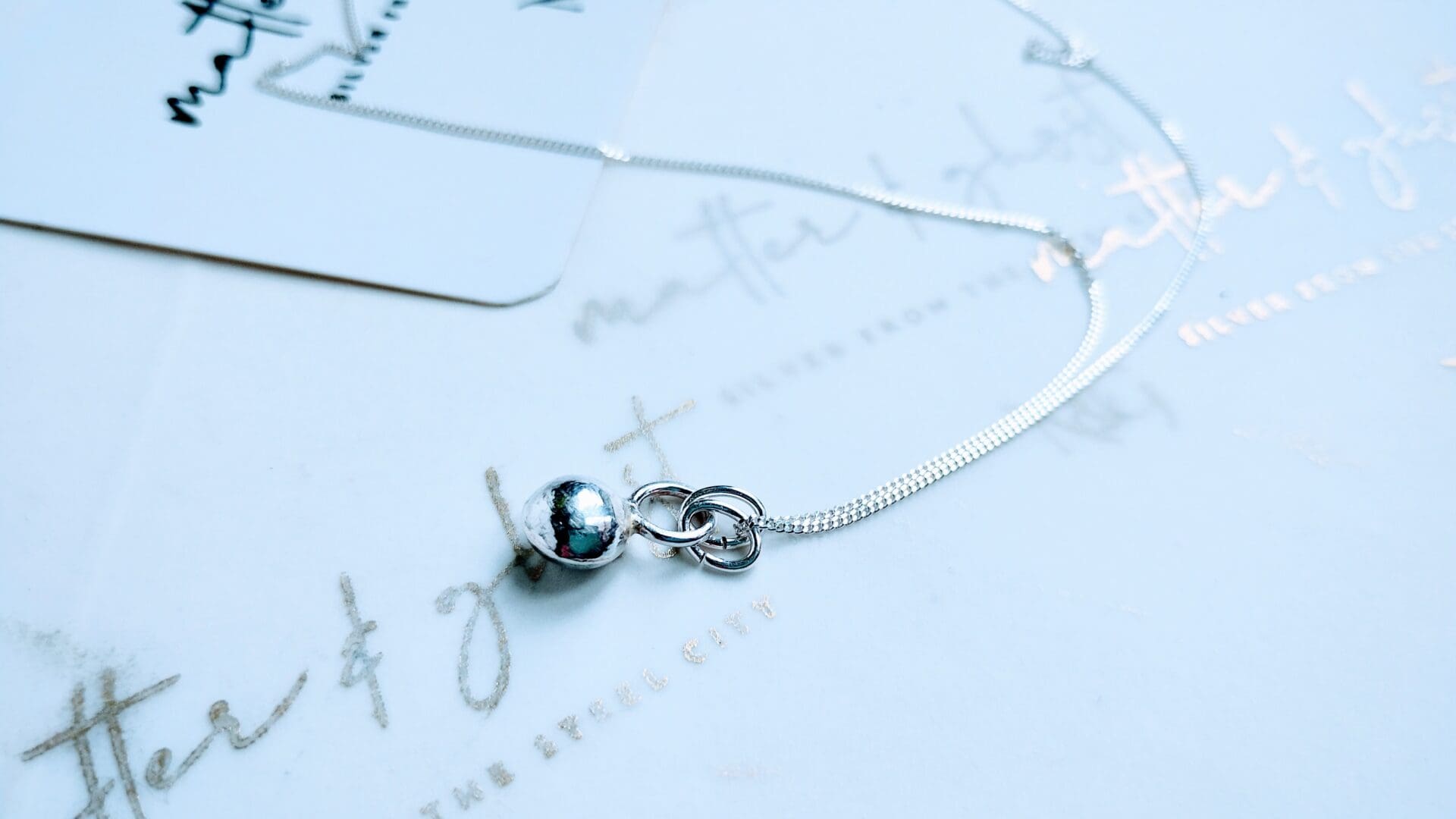Silver Pendant Beautiful Simple Chain Pearl Shiny Handmade Necklace