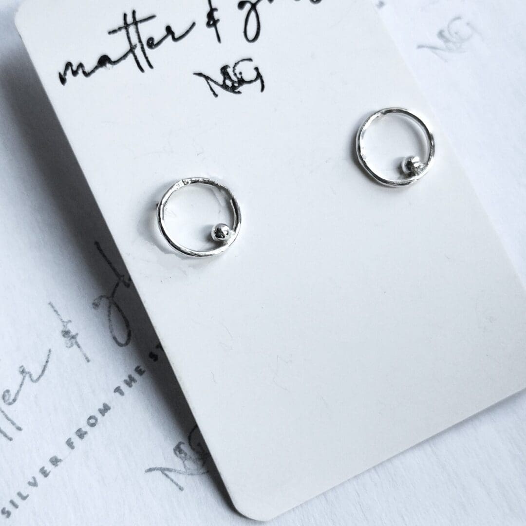 Circle Ball Sterling Silver Stud Earrings - Image 2