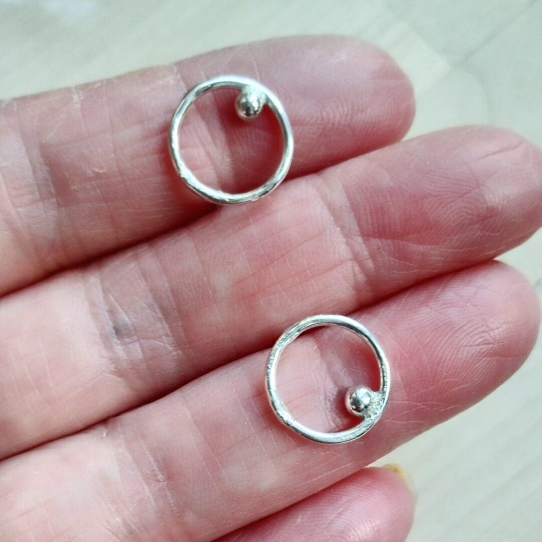 Circle Ball Sterling Silver Stud Earrings - Image 3