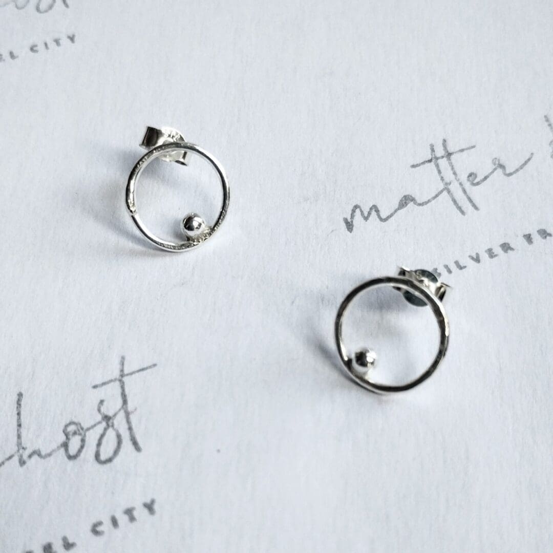 Circle Ball Sterling Silver Stud Earrings - Image 5
