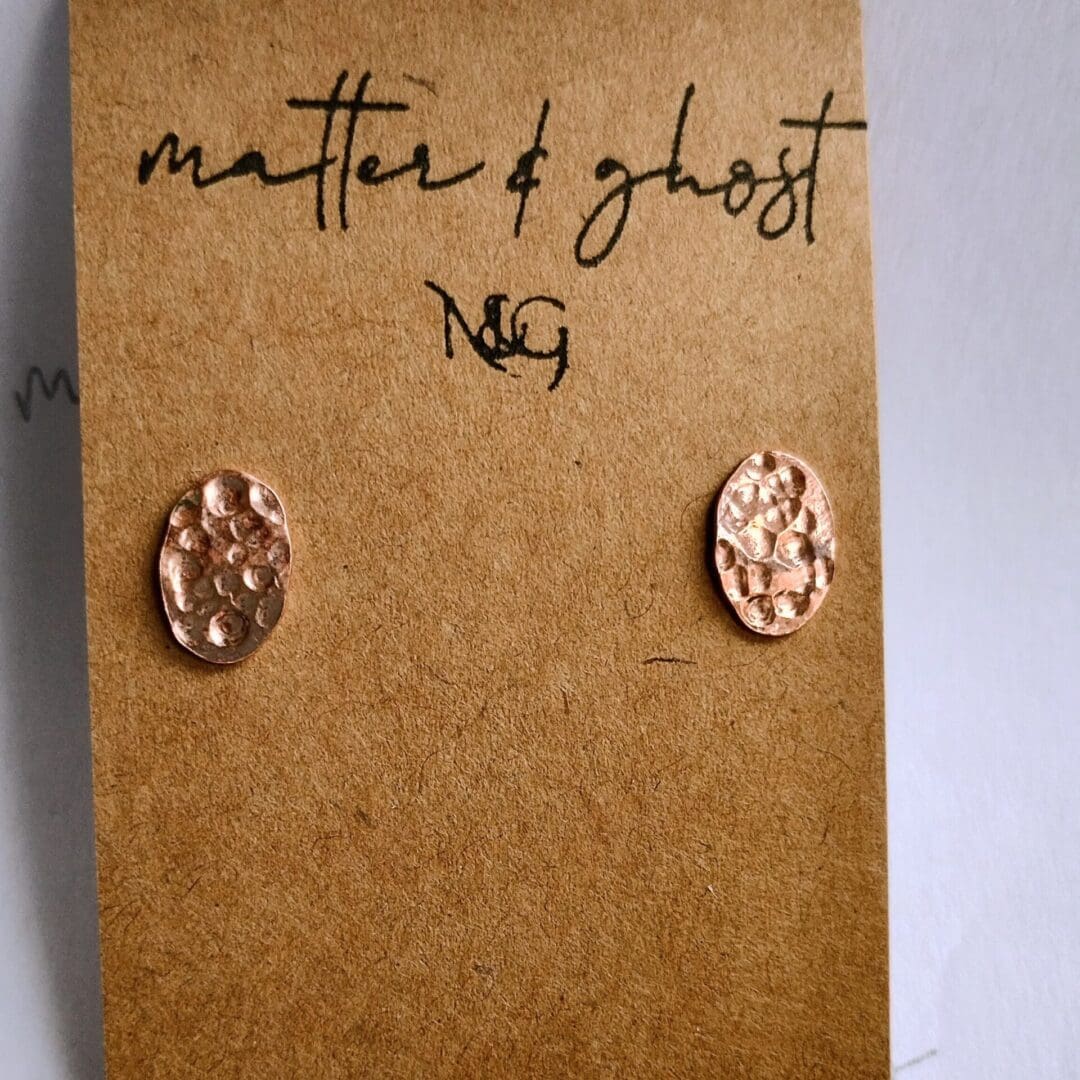 Hammered Copper and Sterling Silver Disc Earrings - Image 2