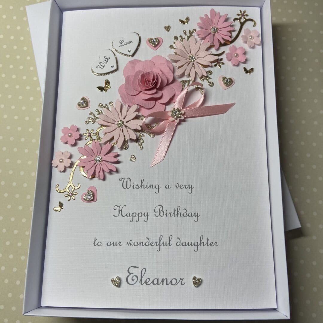 Personalised Handmade Birthday Card Daughter Wife Mum Gift Boxed Keepsake