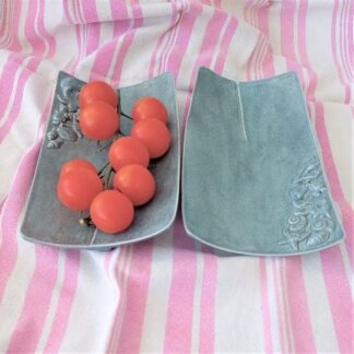 Pair of Rectangular Ceramic Seashell Dishes