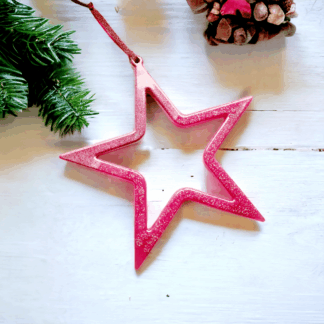 Pink star - Christmas tree - resin - glitter