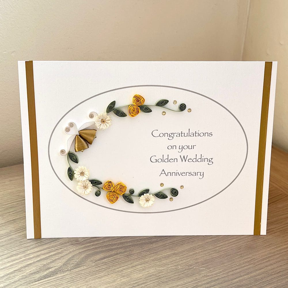 Handmade 50th golden wedding anniversary congratulations card