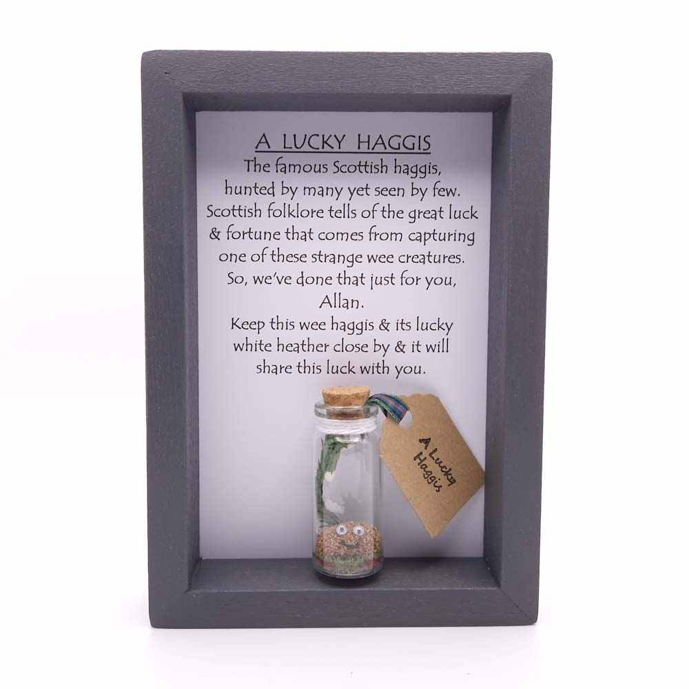 Scottish themed gifts, a framed haggis.