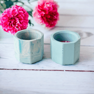 Tealight holder - turquoise- jesmonite