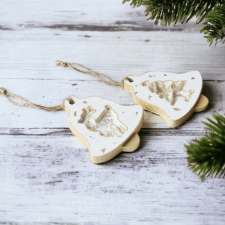 White-and-gold-bell-tree-ornament-Christmas