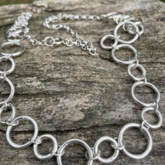 Sterling silver circles necklace with chain 25 inches