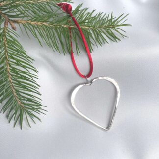 Silver heart Christmas decoration