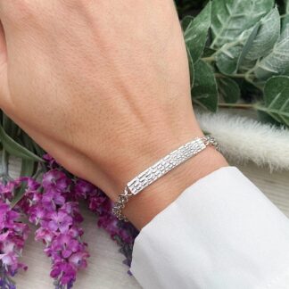 sterling silver snake print bar bracelet