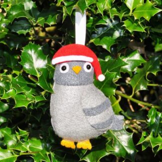 Quirky pigeon Christmas decoration