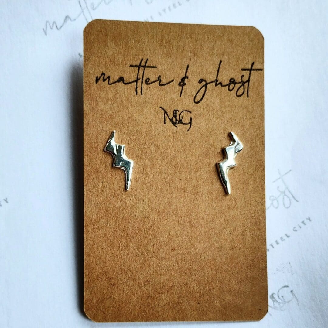 Lightning Bolt Silver Stud Earrings - Image 4