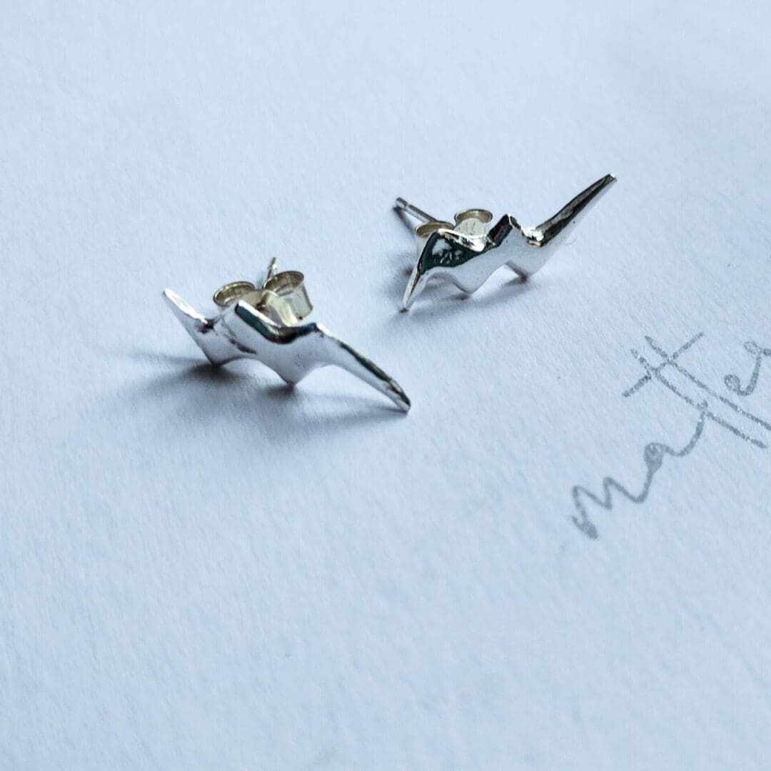 Lightning Bolt Silver Stud Earrings - Image 6