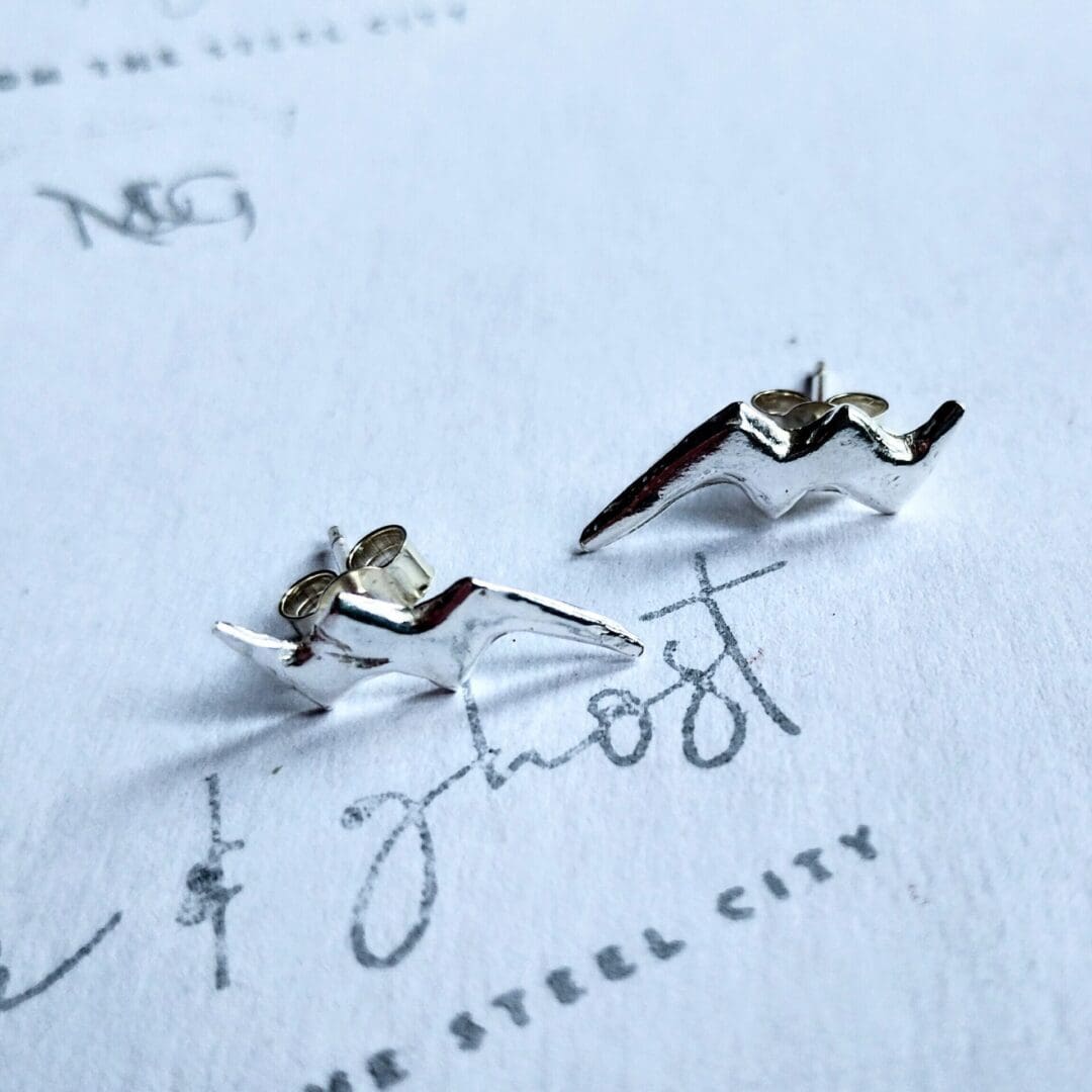 Lightning Bolt Silver Stud Earrings - Image 5
