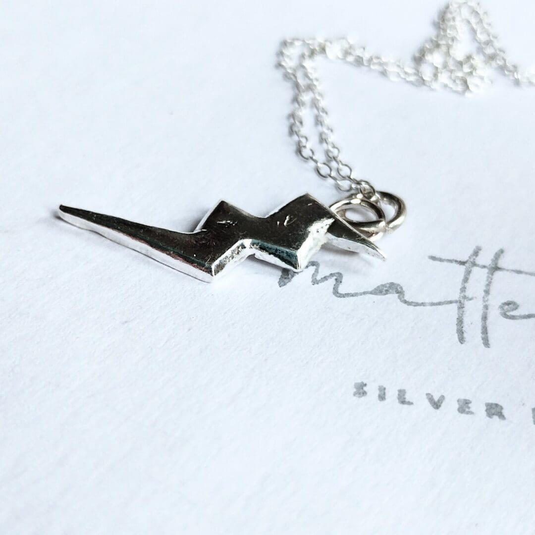 Lightning Bolt Silver Necklace Pendant - Image 5