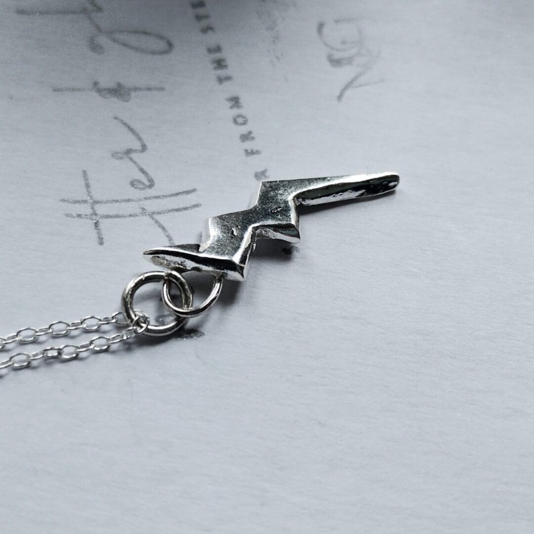Lightning Bolt Silver Necklace Pendant - Image 3