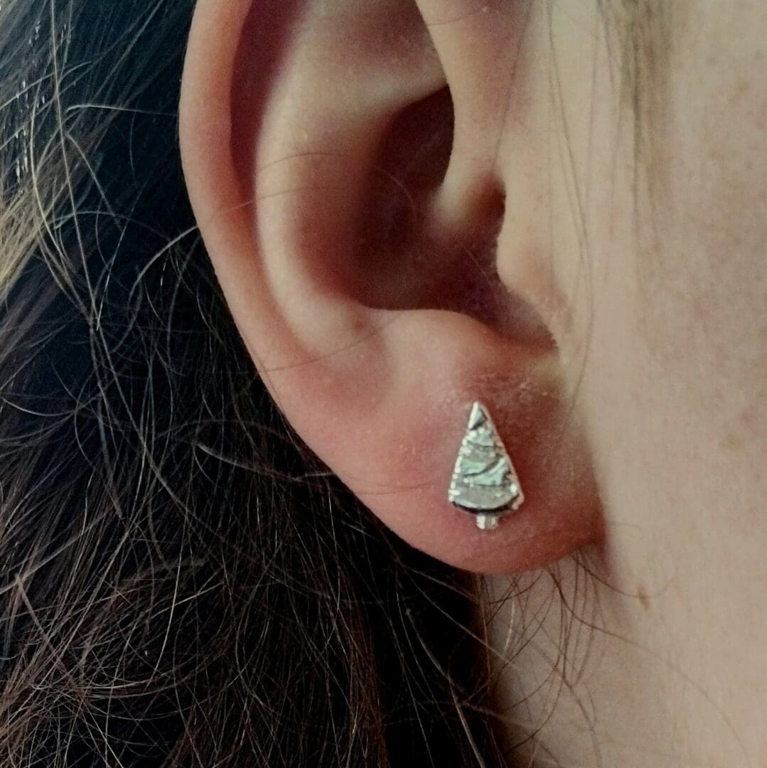 Silver Christmas Tree Earrings - Image 2