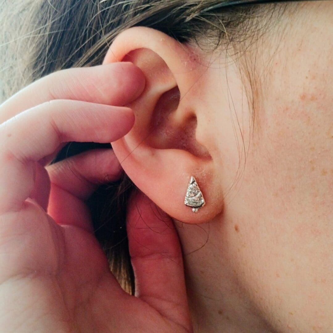 Silver Christmas Tree Earrings - Image 5