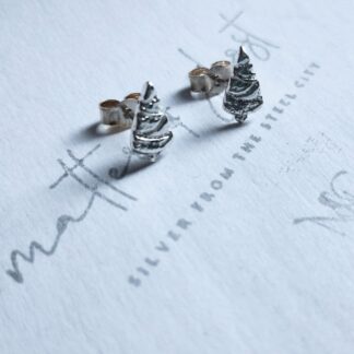sterling silver Christmas tree stud earrings