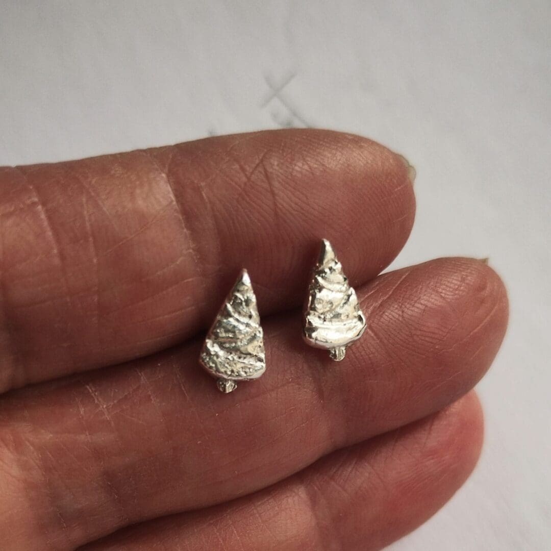 Silver Christmas Tree Earrings - Image 3