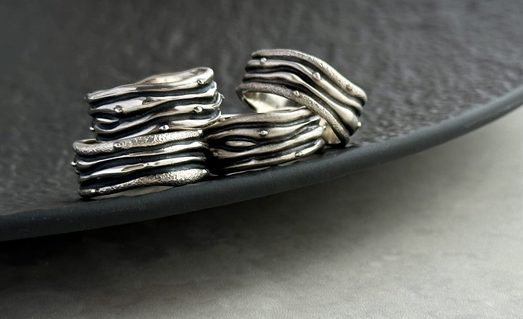 Handmade Bespoke Sterling Silver Ocean Ring Band