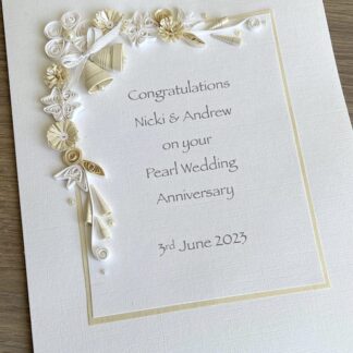30th anniversary card pearl handmade personalised