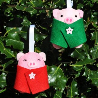 Pigs in blankets Christmas Decorations with removable blanket - Set of two