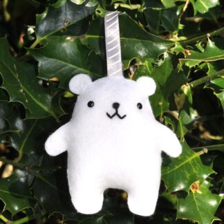 Cute handmade felt polar bear Christmas decoration