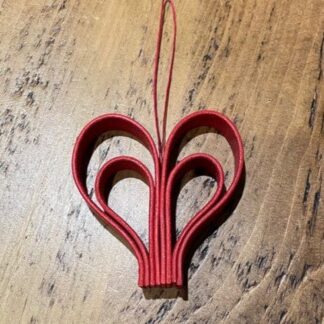 Red Italian leather Christmas tree decoration hand crafted