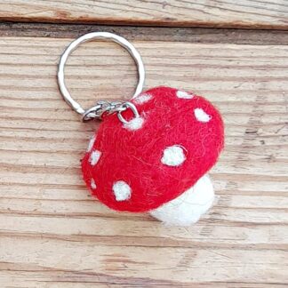 Toadstool Needle Felt Key Ring