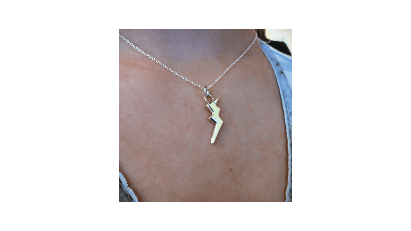 silver lightning bolt pendant necklace