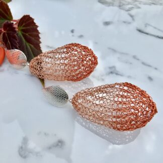 Sterling silver stud earrings enamelled copper wire crochet