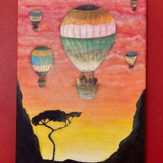 Flying high Hot air Balloon acrylic painting