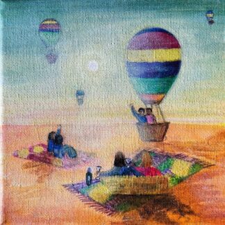 Hot air Balloon and Picnic painting