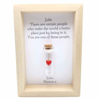 Thank you gift for boss, colleague. Special person frame with miniature glass bottle