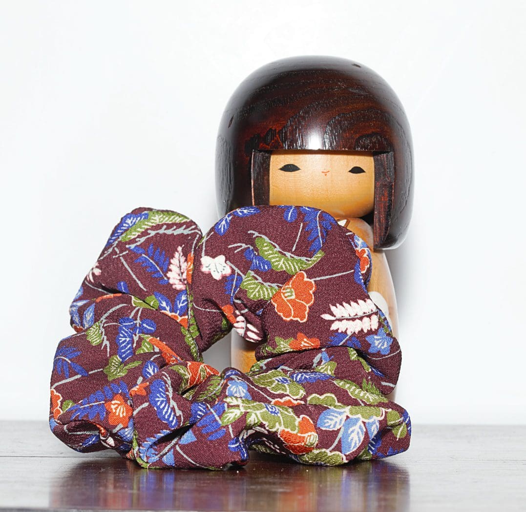 Large Silk Hair Scrunchies made from Recycled Japanese Silk Kimono Fabrics - Image 3