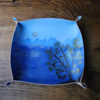Hand painted leather valet tray